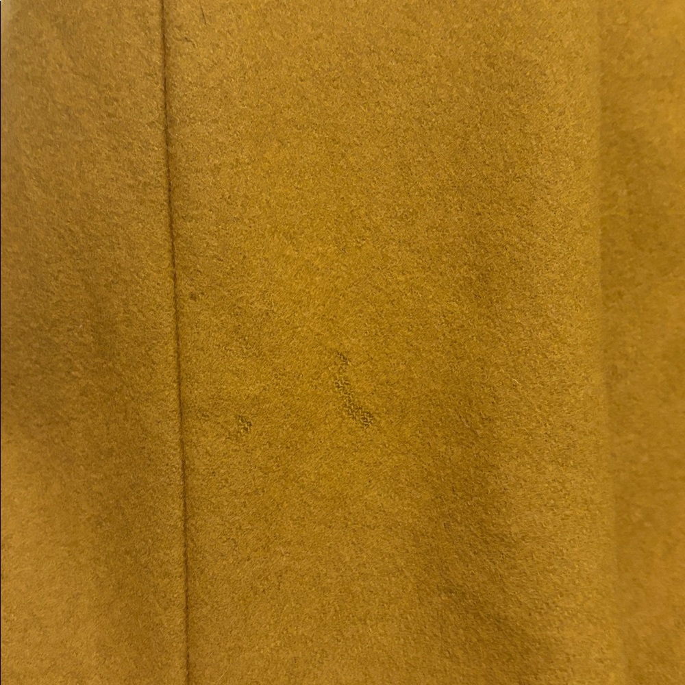 VTG Kenar Mustard cropped Trench Coat felt crossover wool blend SZ L belted - Picture 13 of 15